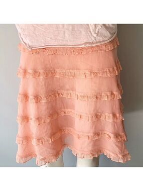 Banana Republic Ruffled Silk Midi Skirt Size 6